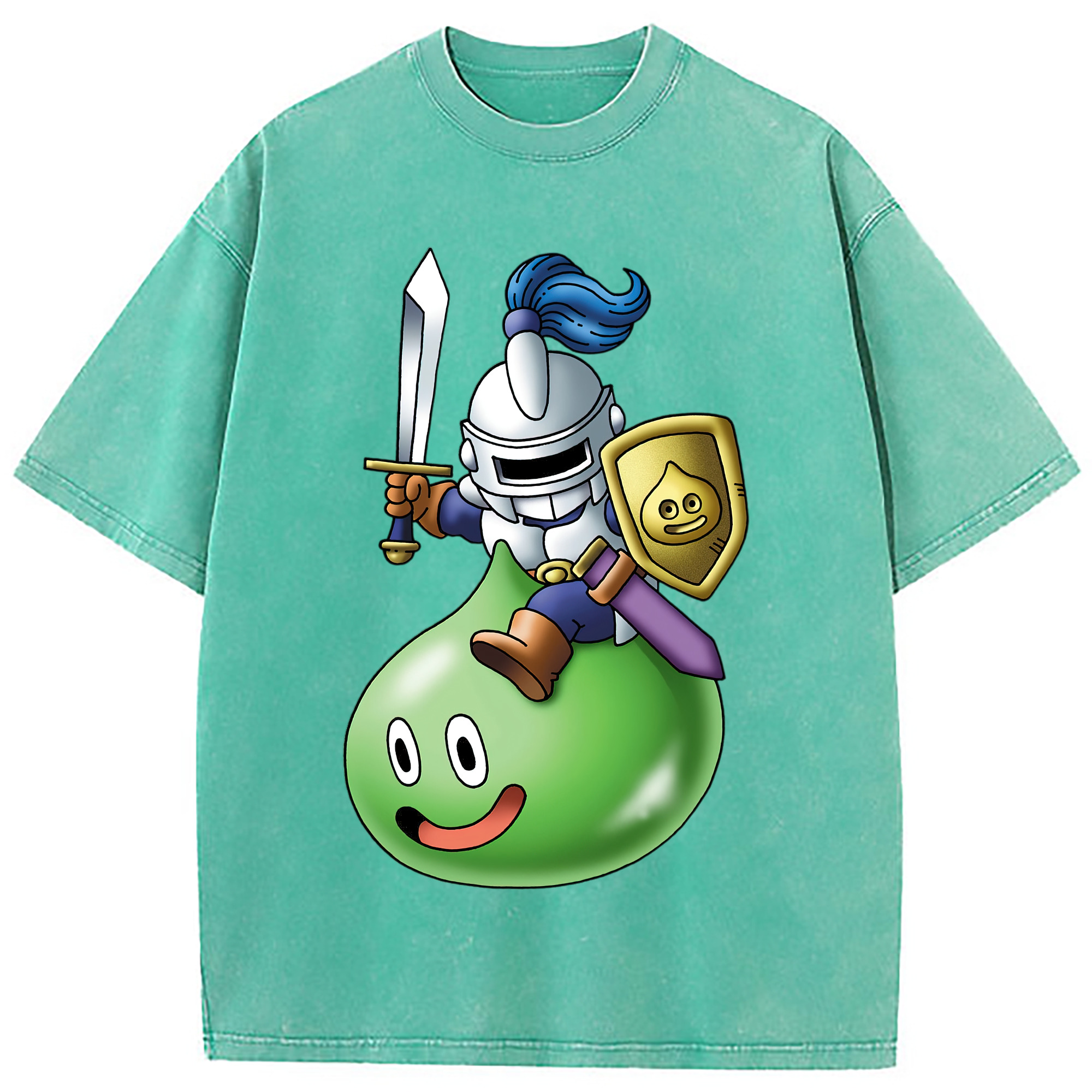（画像用） ドラゴンクエスト Doragon Kuesuto Dragon Quest 綿100% ヴィンテージ風 半袖Tシャツ（フロントプリント）